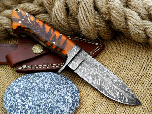 Custom Handmade Damascus Skinner Knife - Image 8