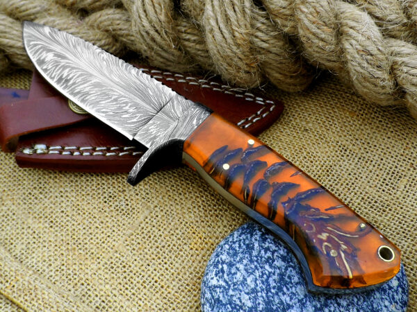 Custom Handmade Damascus Skinner Knife - Image 7
