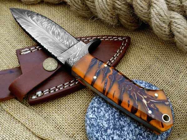Custom Handmade Damascus Skinner Knife - Image 4