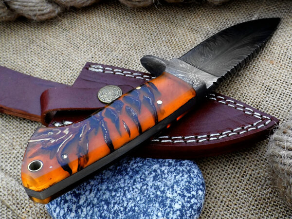 Custom Handmade Damascus Skinner Knife - Image 3