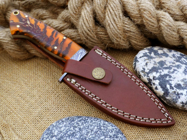 Custom Handmade Damascus Skinner Knife - Image 6