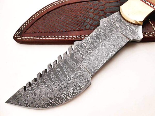Handmade Forge Damascus |Tracker Knife| |With Olive Wood Handle| - Image 2