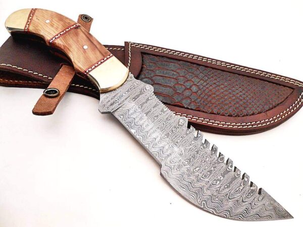 Handmade Forge Damascus |Tracker Knife| |With Olive Wood Handle|