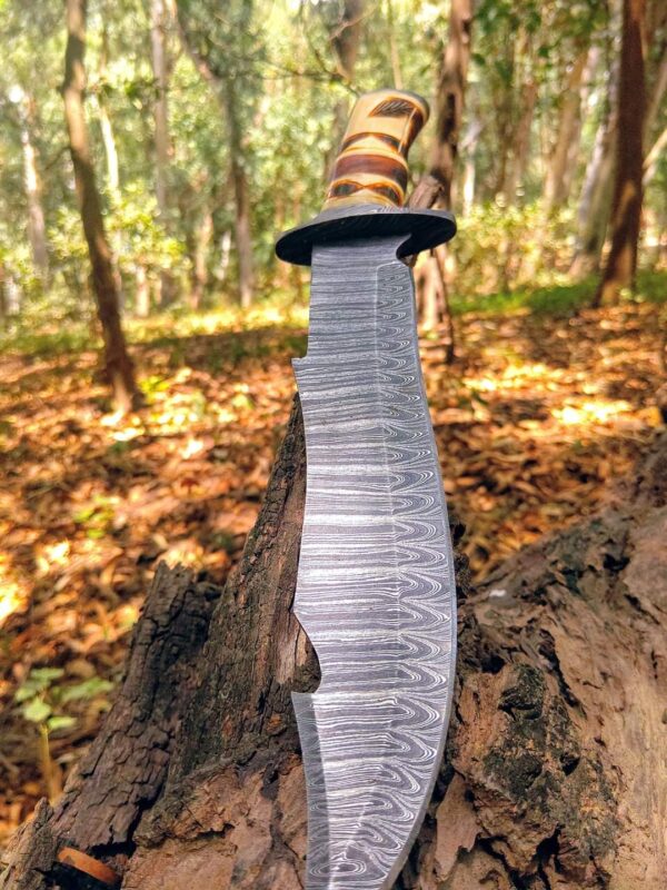 "Handmade Bone Damascus Steel Hunting Knife – Exceptional Craftsmanship, Durability, and Precision for Every Outdoor Adventure" - Image 4