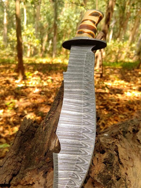 "Handmade Bone Damascus Steel Hunting Knife – Exceptional Craftsmanship, Durability, and Precision for Every Outdoor Adventure" - Image 5