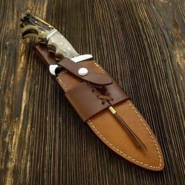 15"CUSTOM HAND MADE BOWIE HUNTING KNIFE STAG ANTLER HANDLE - Image 4