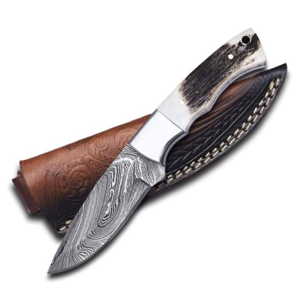 Handmade Forge Damascus |Skinner Knife| |Stag Horn Handle|