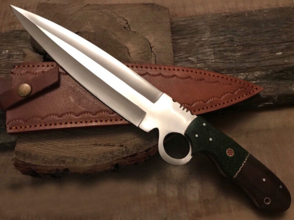 "Precision Crafted: Custom Handmade Stainless Steel Dagger Knife with Finger Hole Grip" - Image 9