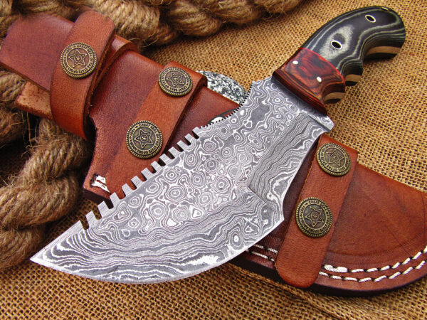 "Crafted for the Outdoors: The Handmade Damascus Steel Tracker Knife with Precision and Durability" - Image 2