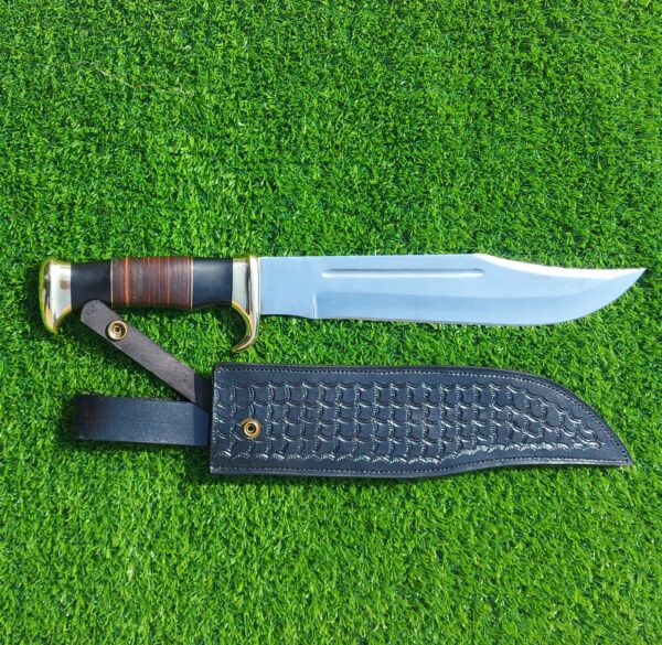 "Crafted for the Outdoors: Custom Hand-Made Stainless Steel Hunting Bowie Knife with Precision Forging and a Rugged, Functional Design" - Image 3
