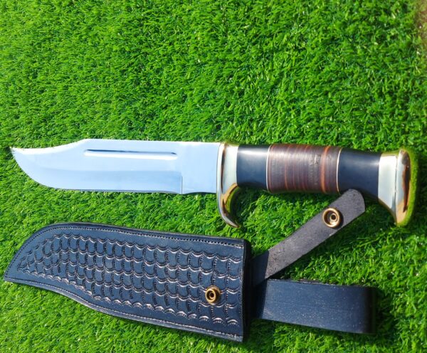 "Crafted for the Outdoors: Custom Hand-Made Stainless Steel Hunting Bowie Knife with Precision Forging and a Rugged, Functional Design" - Image 4