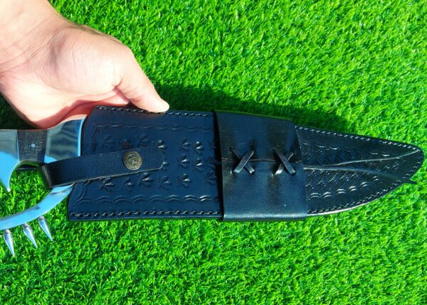 The handmade stainless steel hunting knife features a **D guard** for hand protection and **pins on the guard** for added durability. - Image 8