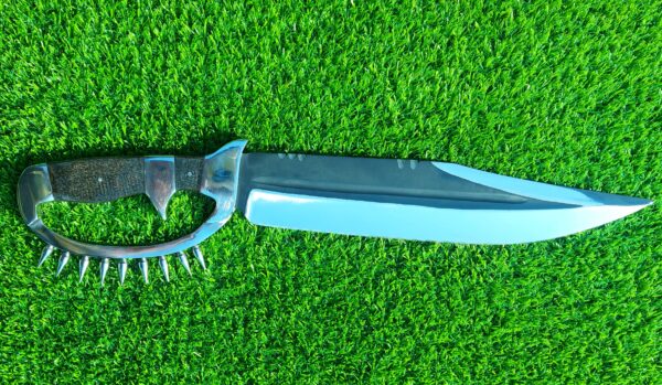 The handmade stainless steel hunting knife features a **D guard** for hand protection and **pins on the guard** for added durability. - Image 11