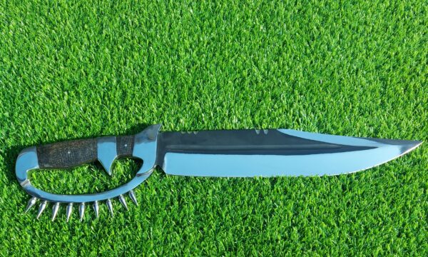 The handmade stainless steel hunting knife features a **D guard** for hand protection and **pins on the guard** for added durability. - Image 13