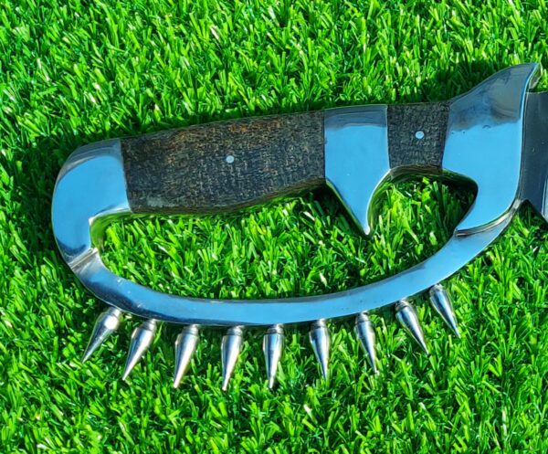 The handmade stainless steel hunting knife features a **D guard** for hand protection and **pins on the guard** for added durability. - Image 9
