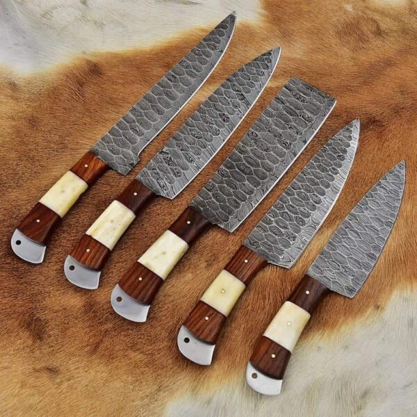 "Exquisite Handmade Damascus Kitchen Knife Set: Uniting Artistry, Precision, and Durability for the Modern Chef" - Image 5