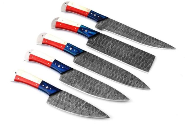 "Masterfully Crafted Handmade Damascus Kitchen Knife Set – Unleash Precision and Elegance in Every Cut"