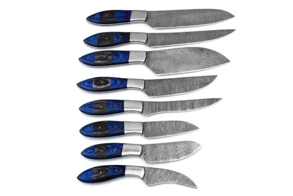 "Custom Handmade Damascus Steel Kitchen Knife Set – A Timeless Collection of Superior Craftsmanship, Unmatched Precision, and Elegant Design"