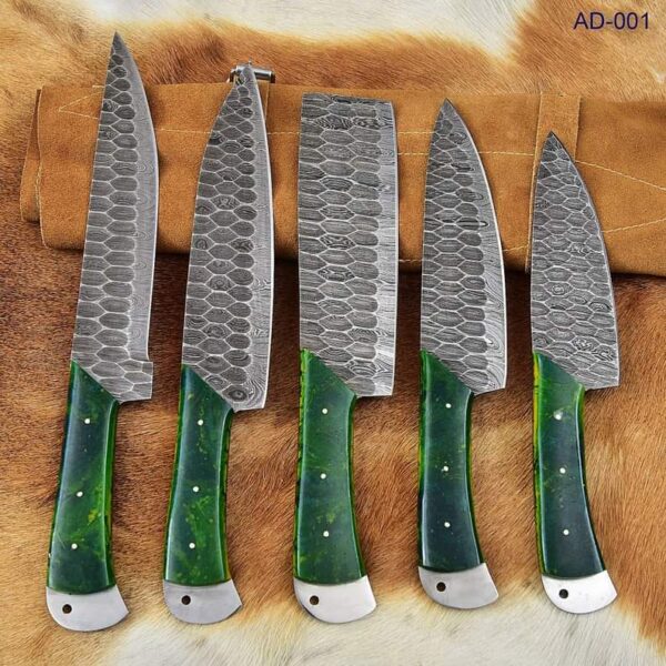 "Handmade Damascus Kitchen Knife Set - Premium Quality, Precision Craftsmanship for Ultimate Culinary Performance"