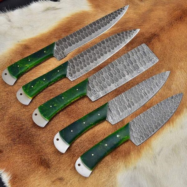 "Handmade Damascus Kitchen Knife Set - Premium Quality, Precision Craftsmanship for Ultimate Culinary Performance" - Image 4