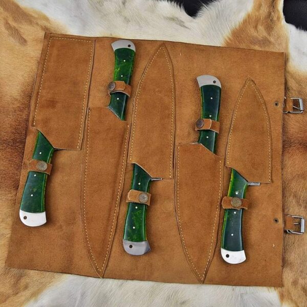 "Handmade Damascus Kitchen Knife Set - Premium Quality, Precision Craftsmanship for Ultimate Culinary Performance" - Image 5