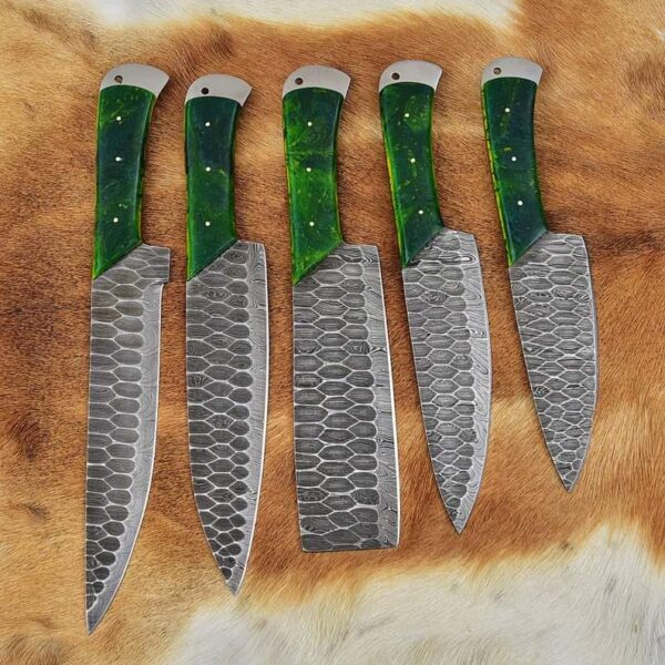 "Handmade Damascus Kitchen Knife Set - Premium Quality, Precision Craftsmanship for Ultimate Culinary Performance" - Image 6