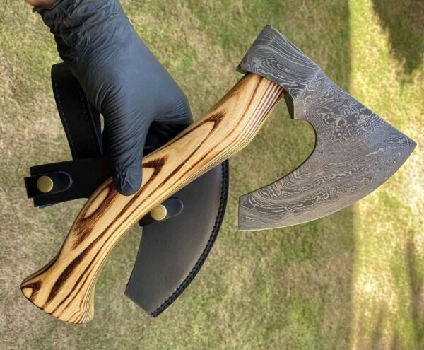 "Custom Handmade Damascus Axe – A Masterpiece of Strength, Precision, and Timeless Craftsmanship"