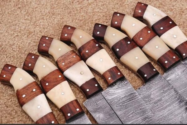"Custom Handmade Damascus Kitchen Knife Set – A Perfect Fusion of Artistic Craftsmanship, Superior Performance, and Timeless Elegance" - Image 2