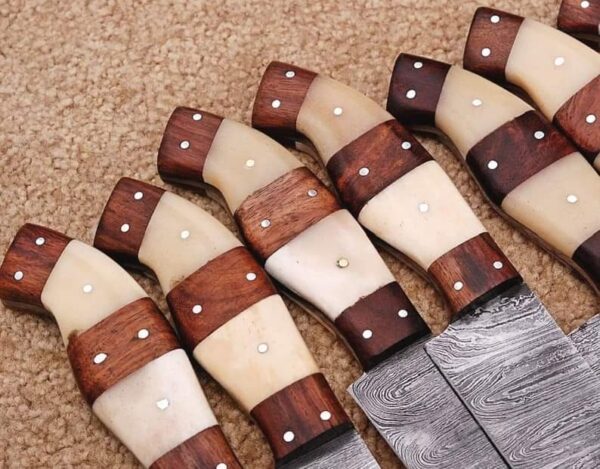 "Custom Handmade Damascus Kitchen Knife Set – A Perfect Fusion of Artistic Craftsmanship, Superior Performance, and Timeless Elegance" - Image 3