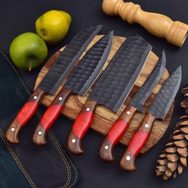 "Shadow Edge: Handmade Stainless Steel Kitchen Knife Set with Bold Black Coating for Unmatched Precision" - Image 3