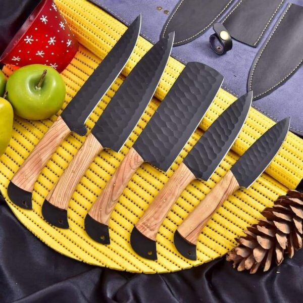 "Stealth Precision: Handmade Stainless Steel Kitchen Knife Set with Sleek Black Coating for Ultimate Performance" - Image 3