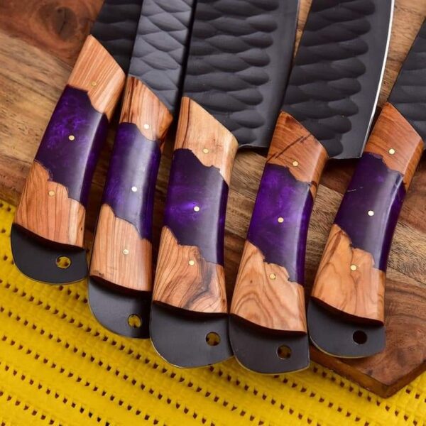 "Custom Handmade Stainless Steel Kitchen Knife Set with Black Coated Blades – A Perfect Blend of Cutting-Edge Performance and Sleek Modern Design" - Image 2