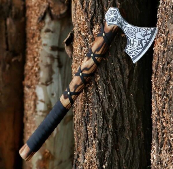 "Handmade Viking Axe with Carbon Steel Head – A Powerful Tribute to Norse Craftsmanship and Warrior Strength" - Image 3