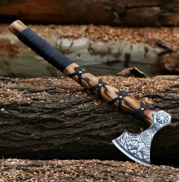 "Handmade Viking Axe with Carbon Steel Head – A Powerful Tribute to Norse Craftsmanship and Warrior Strength"