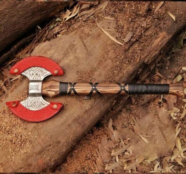 "Premium Handmade Double-Headed Viking Axe – A Fearsome Weapon of Norse Power and Precision, Crafted for the Ultimate Warrior" - Image 4