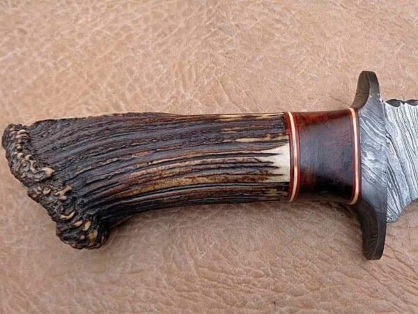 ''Handmade Forge Damascus Antler Bowie Knife – Unique Craftsmanship and Superior Performance'' - Image 2