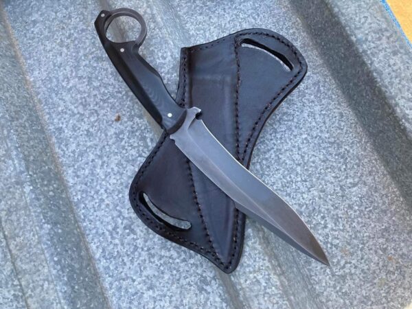 "Custom Handmade Stainless Steel Knife with Acid Wash and Finger Hole – A Bold, Precision-Crafted Tool for Unmatched Control and Durability"