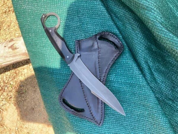 "Custom Handmade Stainless Steel Knife with Acid Wash and Finger Hole – A Bold, Precision-Crafted Tool for Unmatched Control and Durability" - Image 4
