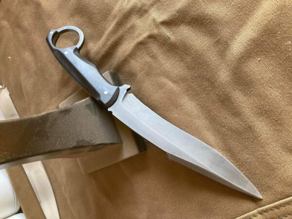 "Custom Handmade Stainless Steel Knife with Acid Wash and Finger Hole – A Bold, Precision-Crafted Tool for Unmatched Control and Durability" - Image 6