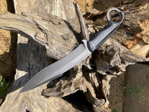 "Custom Handmade Stainless Steel Knife with Acid Wash and Finger Hole – A Bold, Precision-Crafted Tool for Unmatched Control and Durability" - Image 2