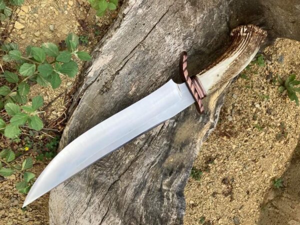 "Custom Handmade Stainless Steel Premium Quality Antler Bowie Knife – Craftsmanship at Its Finest" - Image 2