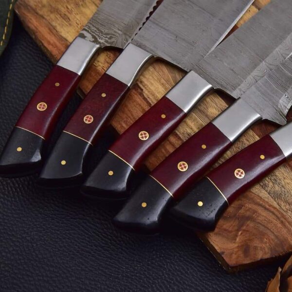 "Handmade Forged Damascus Kitchen Knife Set – Masterfully Crafted for Exceptional Performance, Durability, and Timeless Elegance" - Image 3