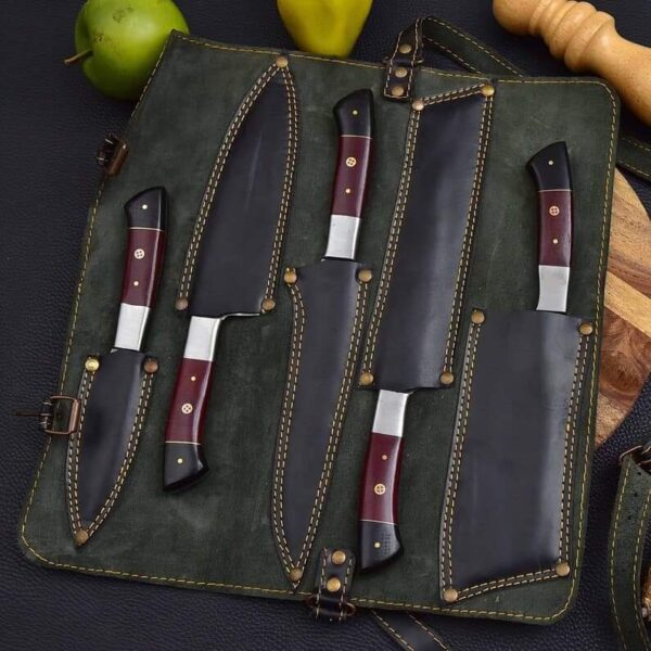 "Handmade Forged Damascus Kitchen Knife Set – Masterfully Crafted for Exceptional Performance, Durability, and Timeless Elegance" - Image 4