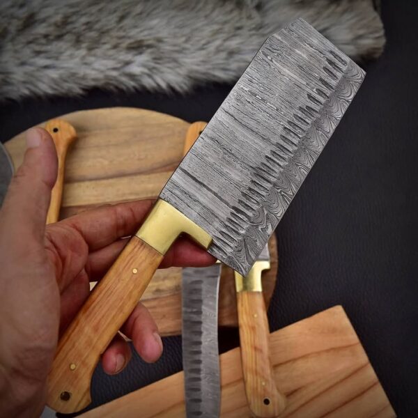 "Legacy of Precision: Handmade Damascus Steel Kitchen Knife Set for Exceptional Performance and Artistry" - Image 3