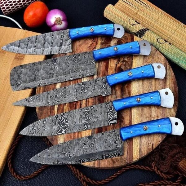 "Artisan Craft: Handmade Damascus Steel Kitchen Knife Set for Ultimate Sharpness and Timeless Beauty" - Image 4