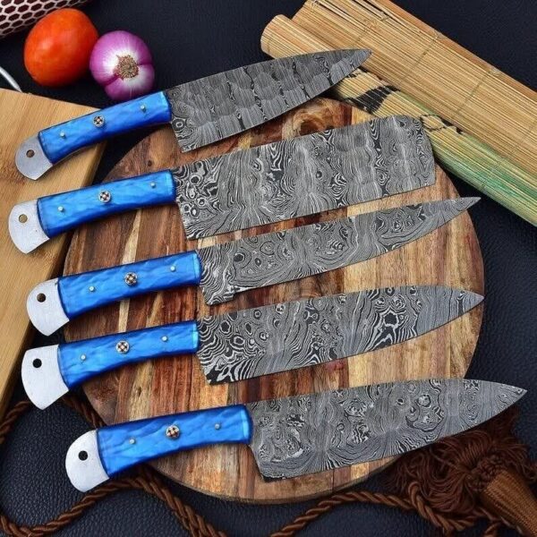 "Artisan Craft: Handmade Damascus Steel Kitchen Knife Set for Ultimate Sharpness and Timeless Beauty" - Image 5