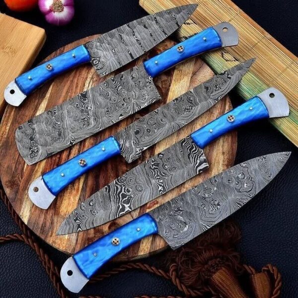 "Artisan Craft: Handmade Damascus Steel Kitchen Knife Set for Ultimate Sharpness and Timeless Beauty"