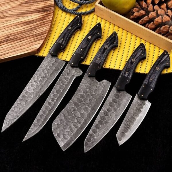 "Masterpiece of Craftsmanship: Handmade Damascus Steel Kitchen Knife Set for Unrivaled Precision and Elegance" - Image 3