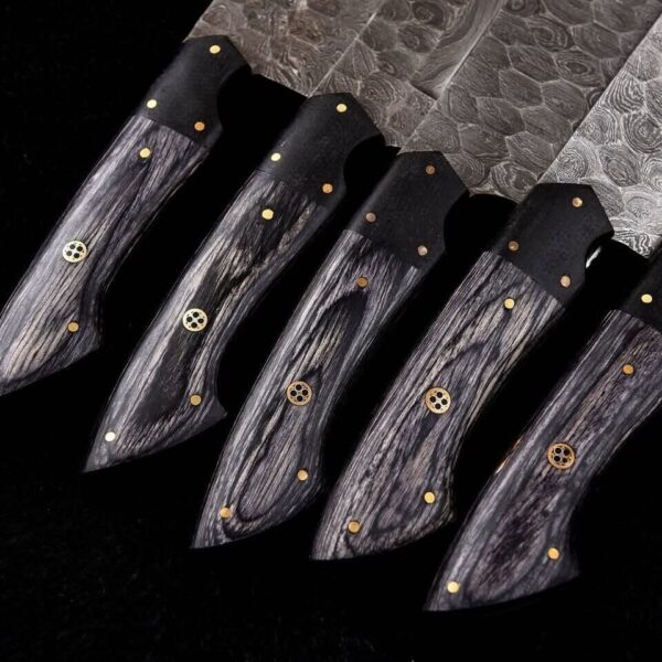 "Masterpiece of Craftsmanship: Handmade Damascus Steel Kitchen Knife Set for Unrivaled Precision and Elegance" - Image 2