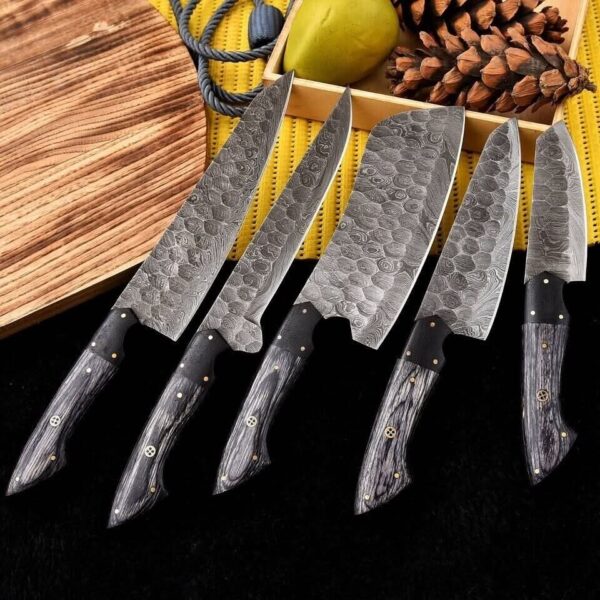 "Masterpiece of Craftsmanship: Handmade Damascus Steel Kitchen Knife Set for Unrivaled Precision and Elegance" - Image 5